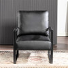 Classic Mid Century Modern Accent Chair With Durable Square Metal Frame, Armchair For Living Room, Bedroom, Home Office Spotted Microfiber Upholstery - Black