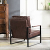 Classic Mid Century Modern Accent Chair With Durable Square Metal Frame, Armchair For Living Room, Bedroom, Home Office Spotted Microfiber Upholstery - Dark Brown