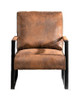 Classic Mid Century Modern Accent Chair With Durable Square Metal Frame, Armchair For Living Room, Bedroom, Home Office Spotted Microfiber Upholstery - Light Brown