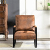 Classic Mid Century Modern Accent Chair With Durable Square Metal Frame, Armchair For Living Room, Bedroom, Home Office Spotted Microfiber Upholstery - Light Brown