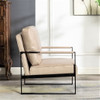 Classic Mid Century Modern Accent Chair With Durable Square Metal Frame, Armchair - Light Camel