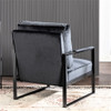 Classic Mid Century Modern Accent Chair With Durable Square Metal Frame, Armchair Upholstery - Black