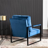 Classic Mid Century Modern Accent Chair With Durable Square Metal Frame, Armchair Upholstery - Blue