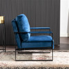 Classic Mid Century Modern Accent Chair With Durable Square Metal Frame, Armchair Upholstery - Blue