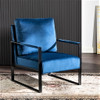 Classic Mid Century Modern Accent Chair With Durable Square Metal Frame, Armchair Upholstery - Blue