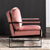 Classic Mid Century Modern Accent Chair With Durable Square Metal Frame, Armchair Upholstery - Rose