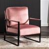 Classic Mid Century Modern Accent Chair With Durable Square Metal Frame, Armchair Upholstery - Rose