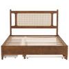 Queen Size Platform Bed With 2 Big Drawers Twin Size Trundle - Brown