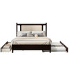 Queen Size Platform Bed With 2 Big Drawers Twin Size Trundle - Espresso