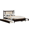Queen Size Platform Bed With 2 Big Drawers Twin Size Trundle - Espresso