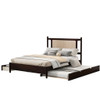 Queen Size Platform Bed With 2 Big Drawers Twin Size Trundle - Espresso