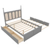 Queen Size Platform Bed With With 2 Big Drawers Twin Size Trundle - Gray
