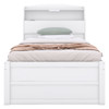Twin Size LED Platform Bed With Trundle With Storage Headboard With Drawers - White