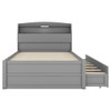Full Size LED Platform Bed With Trundle With Storage Headboard With Drawers - Gray