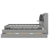 Full Size LED Platform Bed With Trundle With Storage Headboard With Drawers - Gray