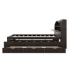 Full Size LED Platform Bed With Trundle With Storage Headboard With Drawers - Brown