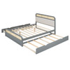 Queen Size Platform Bed With Trundle And 2 Drawers - Gray