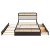 Queen Size Platform Bed With Trundle And 2 Drawers - Espresso