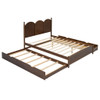 Queen Size Platform Bed With With 2 Big Drawers, Twin Long Size Trundle - Walnut