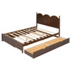 Queen Size Platform Bed With With 2 Big Drawers, Twin Long Size Trundle - Walnut