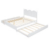 Queen Size Platform Bed With With 2 Big Drawers, Twin Long Size Trundle - White
