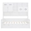 Twin Size Wooden Daybed With Twin Size Trundle, And All In One Cabinet And Shelf - White
