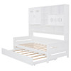 Twin Size Wooden Daybed With Twin Size Trundle, And All In One Cabinet And Shelf - White