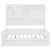 Full Size Wooden Daybed With Twin Size Trundle, And All In One Cabinet And Shelf - White