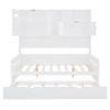Full Size Wooden Daybed With Twin Size Trundle, And All In One Cabinet And Shelf - White