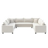 Modular Sectional Reversible U Shaped Couch Set, Free Combination Minimalist Style, Oversized 8 Seat Convertible Sofa - Cream