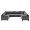 Modular Sectional Reversible U Shaped Couch Set, Free Combination Minimalist Style, Oversized 8 Seat Convertible Sofa - Gray