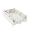 Modular Sectional Bed Couch Set With Pillows Free Combination, Minimalist Style Oversized 6 Seat Convertible Sofa - Cream