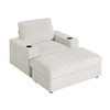 Oversized Chaise Lounge Indoor Rabbit Fur Sofa Bed With Storage Ottoman And Armrests Cup Holders With Deep Seat - Beige