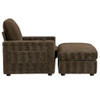 Oversized Chaise Lounge Indoor Rabbit Fur Sofa Bed With Storage Ottoman And Armrests Cup Holders With Deep Seat - Brown