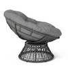 Ergonomic Wicker Chair With Cloud Thick Density Cushion, 3 Proof Cover High Capacity Iron Frame Fluid 360° Swivel - Gray