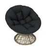 Ergonomic Wicker Chair With Cloud Thick Density Cushion, 3 Proof Cover High Capacity Iron Frame Fluid 360° Swivel - Black / Brown