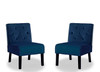 Reese - Living Room Armless Button Tufted Pattern Accent Chair (Set of 2) - Dark Blue