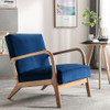 Classic Mid-Century Modern Accent Chairs, Open Framed Armchair With Cushioning - Blue