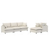 3 Piece Living Room Set Modular L Shaped Sectional Couch Upholstered, 3 Seater Sofa & Armchair & Movable Ottoman 5 Seat - Beige