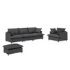 3 Piece Living Room Set Modular L Shaped Sectional Couch Upholstered, 3 Seater Sofa & Armchair & Movable Ottoman 5 Seat - Gray