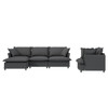 3 Piece Living Room Set Modular L Shaped Sectional Couch Upholstered, 3 Seater Sofa & Armchair & Movable Ottoman 5 Seat - Gray