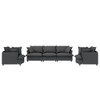 3 Piece Living Room Set Modular Sectional Couch Upholstered 3 Seater Sofa & 2 Armchairs 5 Seat - Gray