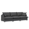 3 Piece Living Room Set Modular Sectional Couch Upholstered 3 Seater Sofa & 2 Armchairs 5 Seat - Gray