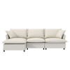 Sectional Sofa With Ottoman L Shaped Cloud Couch Set With Throw Pillows, Free Combination 4 Seat Modular Upholstered - Beige