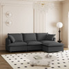 Sectional Sofa With Ottoman L Shaped Cloud Couch Set With Throw Pillows, Free Combination 4 Seat Modular Upholstered - Gray