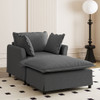 Oversized Chaise Lounge Indoor Single Sofa Bed With Wide Seat, Upholstered Lazy Sleeper Armchair With Movable Ottoman Reading Couch Set - Gray