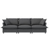 3 Seat Sofa Module For Modular Sectional Wide Seat Cloud Couch With Throw Pillows Upholstered - Gray