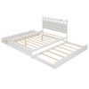 Queen Size Storage Platform Bed, With 2 Big Drawers, Twin Long Size Trundle, One Set Of Sockets & USB Ports - White