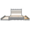 Queen Size Storage Platform Bed, With 2 Big Drawers, Twin Long Size Trundle, One Set Of Sockets & USB Ports - Gray