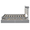 Queen Size Storage Platform Bed, With 2 Big Drawers, Twin Long Size Trundle, One Set Of Sockets & USB Ports - Gray